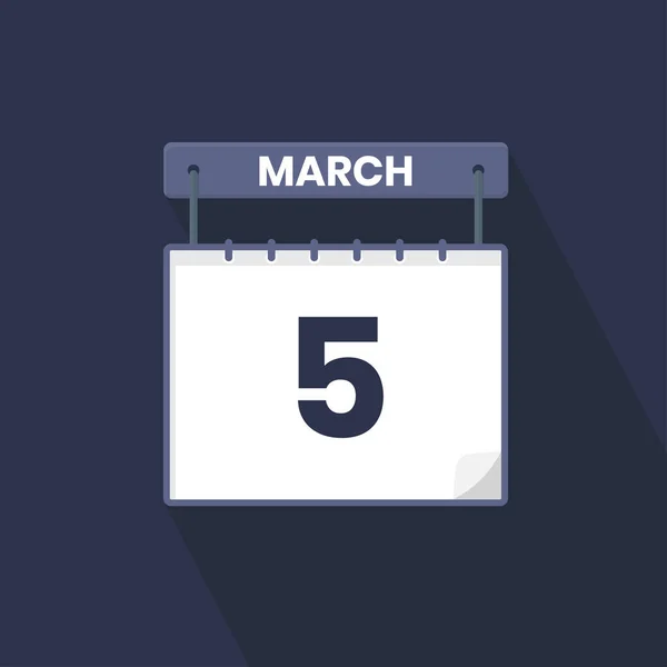 三月五日的日历图标 3月5日日历日期月图标向量说明符 — 图库矢量图片