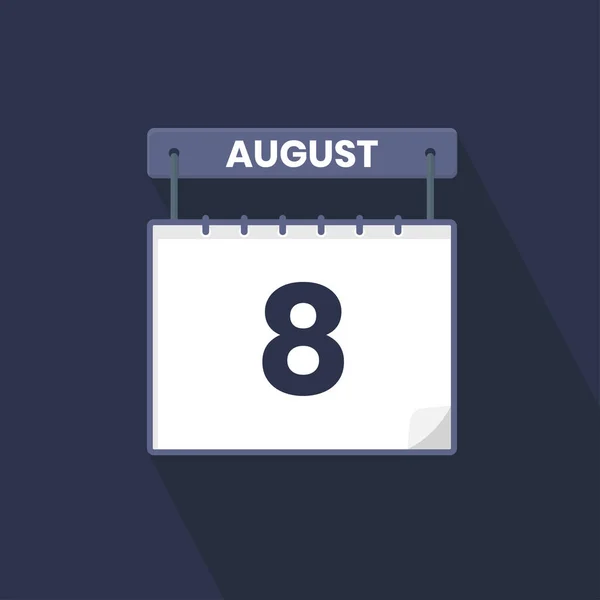 8Th August Calendar Icon August Calendar Date Month Icon Vector — Stock Vector