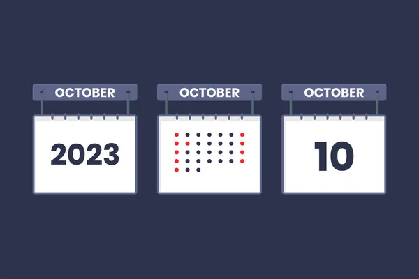 2023 Calendário Design Outubro Ícone Calendário Outubro Nomeação Conceito Data — Vetor de Stock