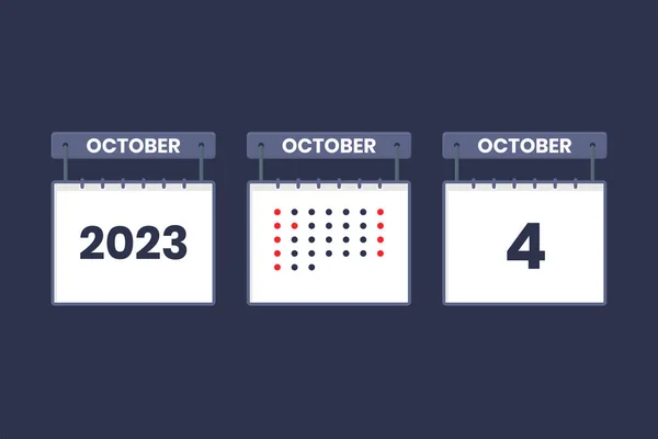 2023 Ημερολόγιο Σχεδιασμού Οκτωβρίου Εικονίδιο Ημερολόγιο 4Ης Οκτωβρίου Ραντεβού Έννοια — Διανυσματικό Αρχείο
