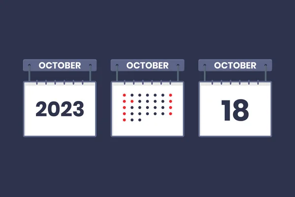 2023 Calendar Design October Icon 18Th October Calendar Schedule Appointment — Stock Vector