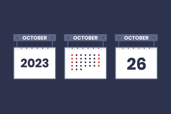 2023 Diseño Del Calendario Octubre Icono Calendario Del Octubre Horario — Archivo Imágenes Vectoriales