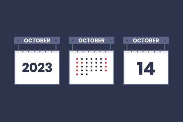 2023 Calendar Design October Icon 14Th October Calendar Schedule Appointment — Stock Vector