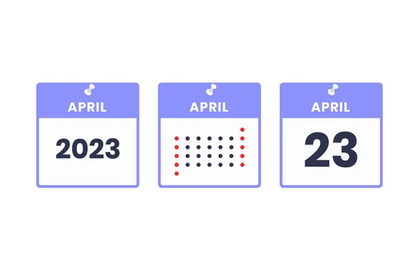 April Calendar Design Icon 2023 Calendar Schedule Appointment Important Date — Stock Vector