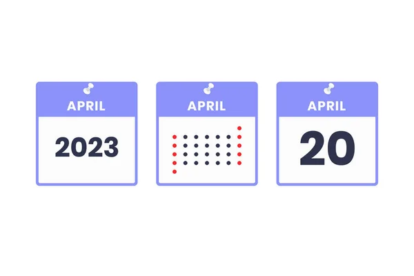 4月20日日历设计图标 2023日历时间表 重要日期概念 — 图库矢量图片