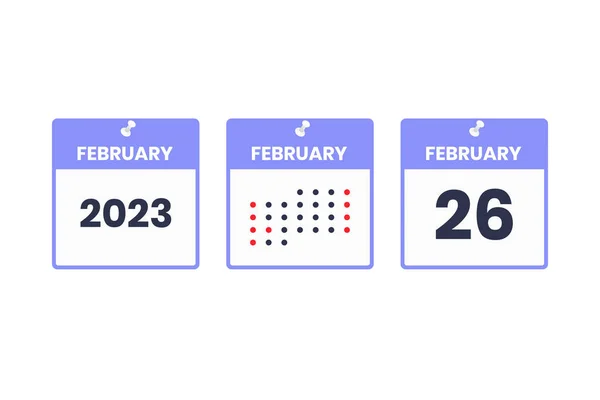 2月26日日历设计图标 2023日历时间表 重要日期概念 — 图库矢量图片