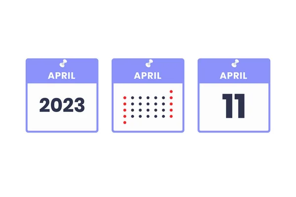 4月11日カレンダーデザインアイコン 2023年カレンダースケジュール 重要な日付の概念 — ストックベクタ
