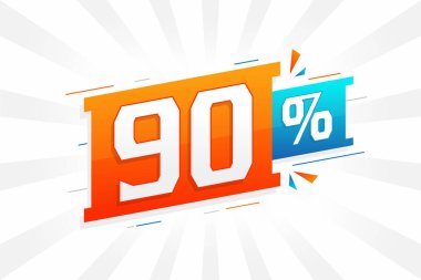 % 90 indirimli reklam pankartları. Yüzde 90 satış promosyon tasarımı.