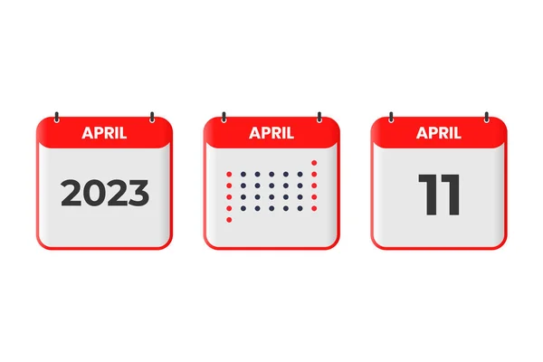 April Kalender Ontwerp Icoon 2023 Kalenderschema Afspraak Belangrijk Datumconcept — Stockvector