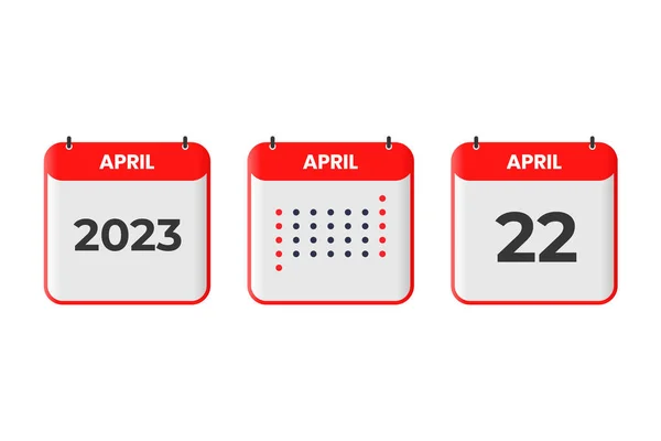 Abril Ícone Design Calendário 2023 Calendário Nomeação Conceito Data Importante — Vetor de Stock