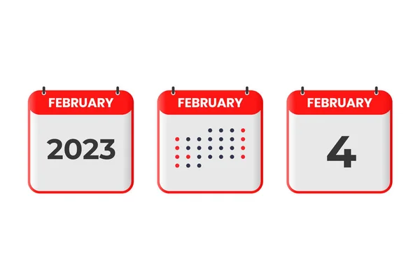Februari Kalender Ontwerp Icoon 2023 Kalenderschema Afspraak Belangrijk Datumconcept — Stockvector