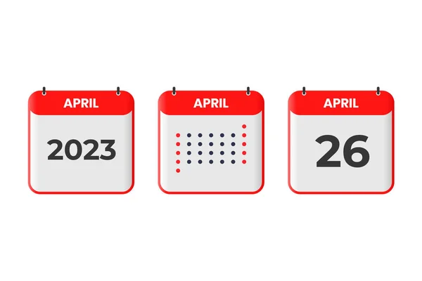 April Kalender Ontwerp Icoon 2023 Kalenderschema Afspraak Belangrijk Datumconcept — Stockvector