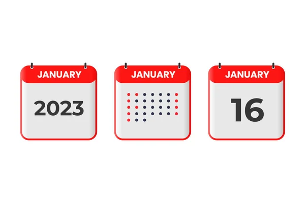January Calendar Design Icon 2023 Calendar Schedule Appointment Important Date — Stock Vector