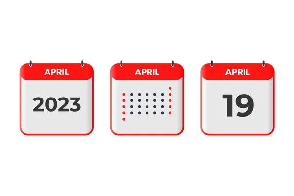 Abril Icono Diseño Del Calendario 2023 Calendario Calendario Cita Fecha — Archivo Imágenes Vectoriales