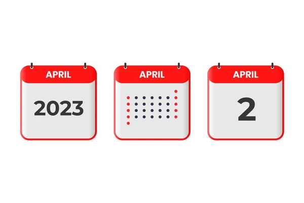 Απριλίου Ημερολόγιο Εικονίδιο Σχεδιασμού 2023 Χρονοδιάγραμμα Ραντεβού Έννοια Σημαντική Ημερομηνία — Διανυσματικό Αρχείο