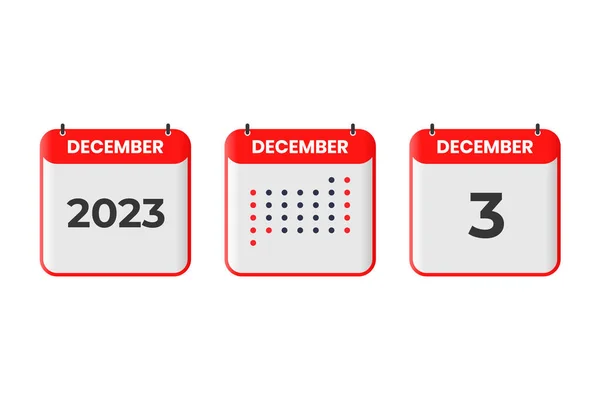 Εικονίδιο Σχεδιασμού Ημερολογίου Της 3Ης Δεκεμβρίου 2023 Χρονοδιάγραμμα Ραντεβού Έννοια — Διανυσματικό Αρχείο