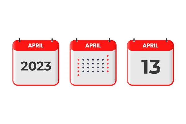 Abril Icono Diseño Del Calendario 2023 Calendario Calendario Cita Fecha — Archivo Imágenes Vectoriales