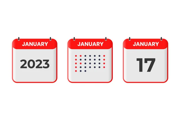 January Calendar Design Icon 2023 Calendar Schedule Appointment Important Date — Stock Vector