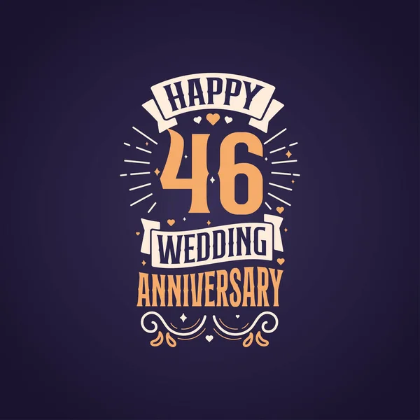 Feliz Aniversário Casamento Citação Lettering Design Anos Celebração Aniversário Tipografia — Vetor de Stock