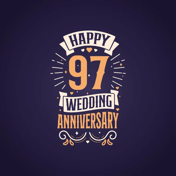 Felice Anniversario Matrimonio Citazione Lettering Design Anni Anniversario Celebrazione Tipografia — Vettoriale Stock