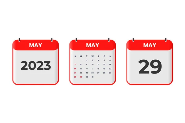 Maio 2023 Projeto Calendário Maio 2023 Ícone Calendário Para Cronograma — Vetor de Stock