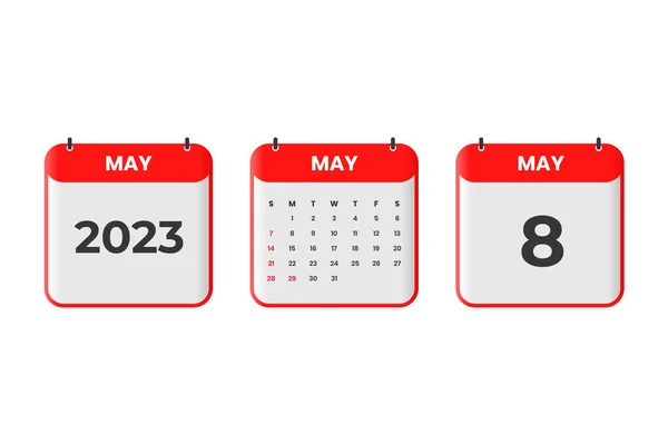 Maj 2023 Projekt Kalendarza Maja 2023 Ikona Kalendarza Harmonogram Nominacja — Wektor stockowy