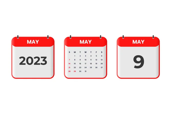 Μάιος 2023 Σχεδιασμός Ημερολογίου Μαΐου 2023 Ημερολόγιο Εικονίδιο Για Χρονοδιάγραμμα — Διανυσματικό Αρχείο
