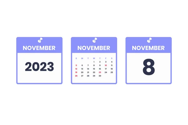 November Kalenderentwurf November 2023 Kalendersymbol Für Zeitplan Termin Wichtiges Datumskonzept — Stockvektor