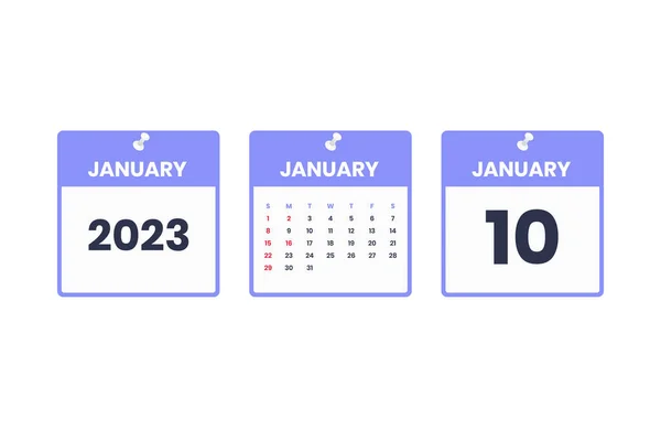 Diseño Del Calendario Enero Enero 2023 Icono Del Calendario Para — Archivo Imágenes Vectoriales