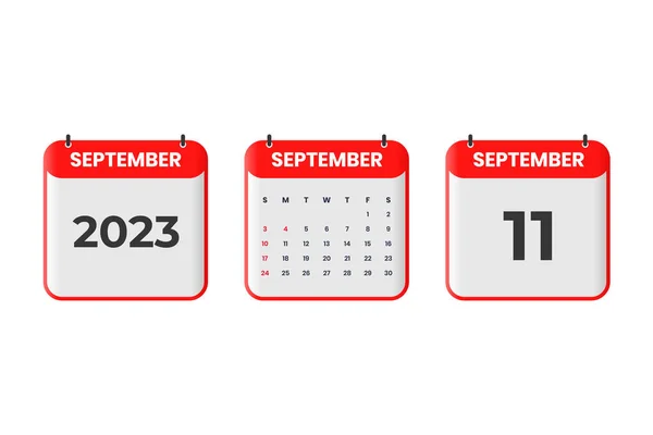 September 2023 Kalenderdesign September 2023 Kalenderikon Tidsplan Utpeking Viktig Datokonsept – stockvektor