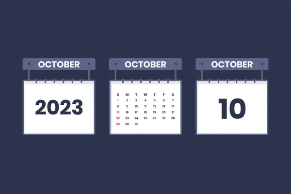 Oktober 2023 Kalender Ikon För Schema Utnämning Viktigt Datum Koncept — Stock vektor