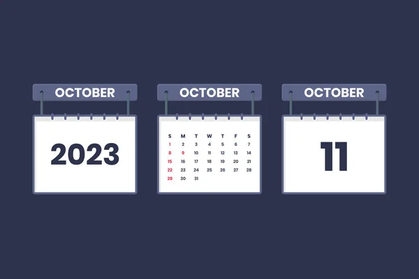 Octobre 2023 Icône Calendrier Pour Horaire Rendez Vous Concept Date — Image vectorielle