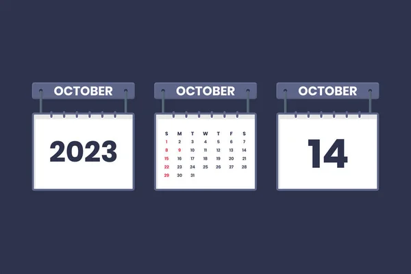 2023年10月14日予定 重要な日付の概念のカレンダーアイコン — ストックベクタ