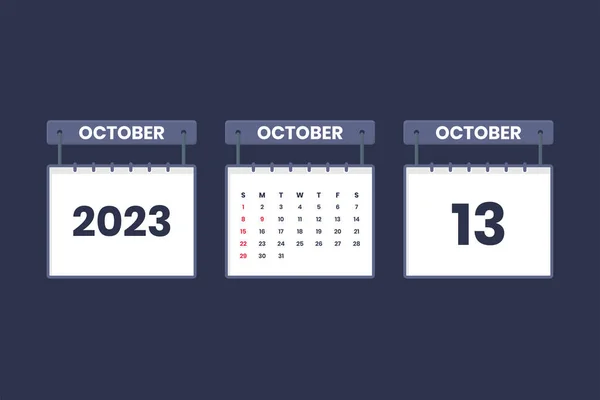 Października 2023 Ikona Kalendarza Harmonogram Nominacja Ważna Koncepcja Daty — Wektor stockowy