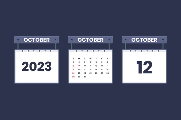 2023年10月12日スケジュール 重要な日付の概念のカレンダーアイコン — ストックベクタ