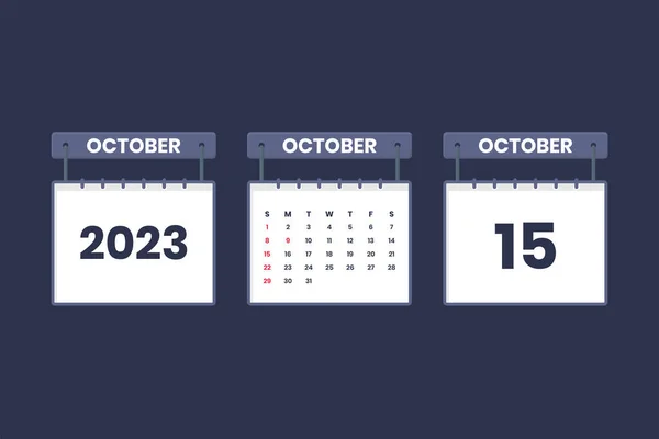 2023年10月15日スケジュール 重要な日付の概念のカレンダーアイコン — ストックベクタ