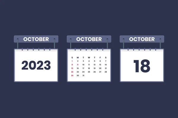 Października 2023 Ikona Kalendarza Harmonogram Spotkanie Ważna Koncepcja Daty — Wektor stockowy