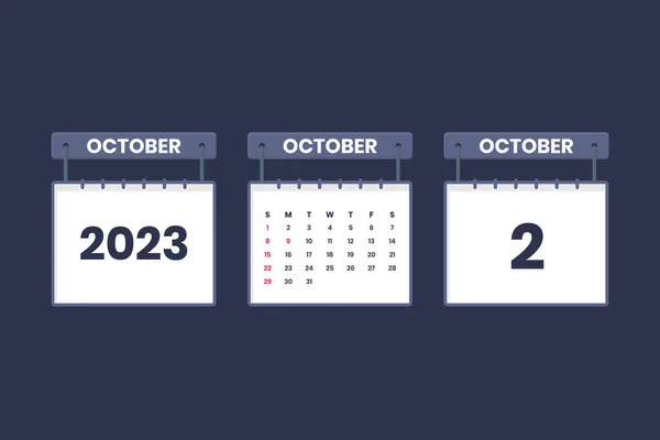 2023年10月2日カレンダーのアイコンスケジュール 重要な日付の概念 — ストックベクタ