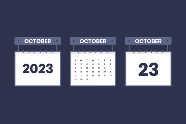 Οκτωβρίου 2023 Εικονίδιο Ημερολογίου Για Χρονοδιάγραμμα Ραντεβού Σημαντική Έννοια Ημερομηνία — Διανυσματικό Αρχείο