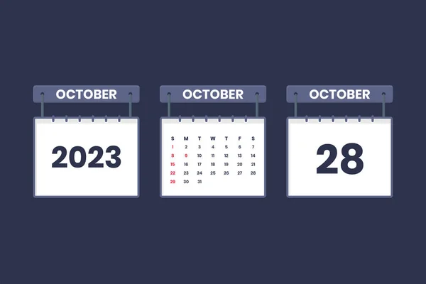Oktober 2023 Ikon Kalender Untuk Jadwal Pengangkatan Konsep Tanggal Penting - Stok Vektor