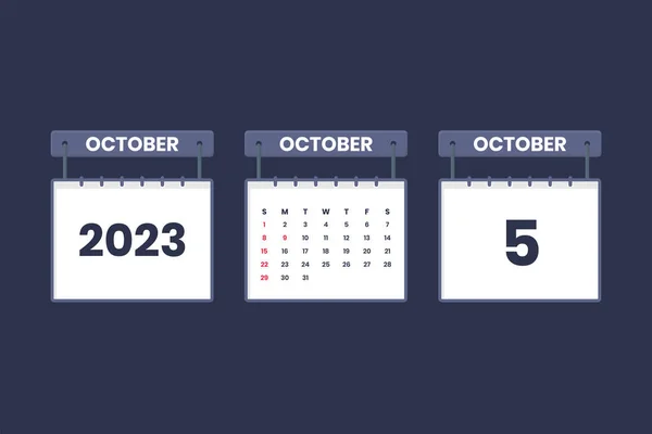 Oktober 2023 Ikon Kalender Untuk Jadwal Pengangkatan Konsep Tanggal Penting - Stok Vektor