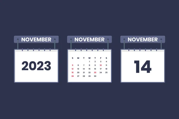 Listopada 2023 Ikona Kalendarza Harmonogram Nominacja Ważna Koncepcja Daty — Wektor stockowy