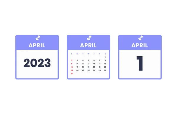 Design Calendário Abril Abril 2023 Ícone Calendário Para Cronograma Nomeação —  Vetores de Stock