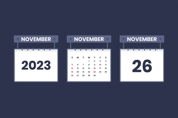 Novembro 2023 Ícone Calendário Para Cronograma Nomeação Conceito Data Importante — Vetor de Stock