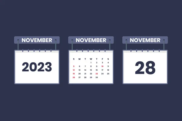Noviembre 2023 Icono Del Calendario Para Calendario Cita Concepto Fecha — Archivo Imágenes Vectoriales