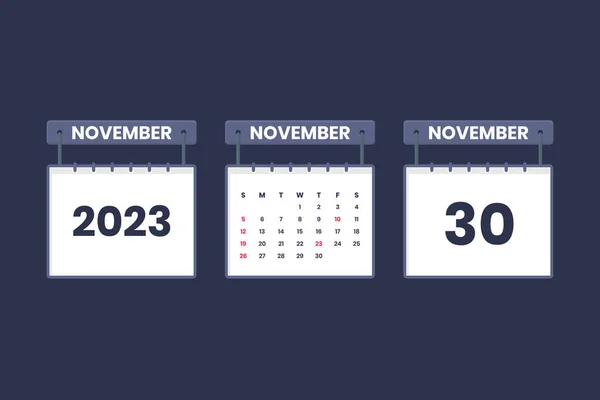 Noviembre 2023 Icono Del Calendario Para Calendario Cita Concepto Fecha — Archivo Imágenes Vectoriales