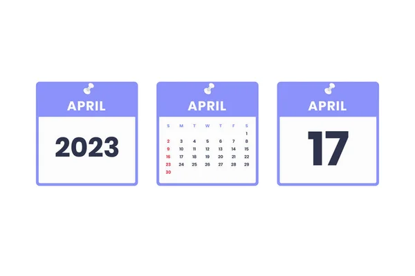 Kwiecień Projekt Kalendarza Kwietnia 2023 Ikona Kalendarza Harmonogram Spotkanie Ważna — Wektor stockowy