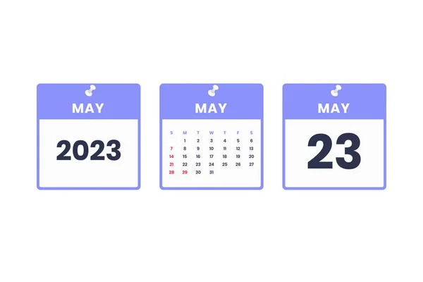 Diseño Del Calendario Mayo Mayo 2023 Icono Del Calendario Para — Vector de stock