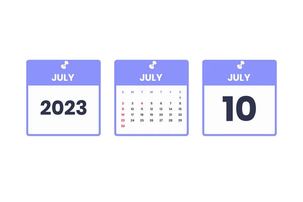 Juli Kalender Juli 2023 Kalenderikon Tidsplan Utpeking Viktig Datokonsept – stockvektor