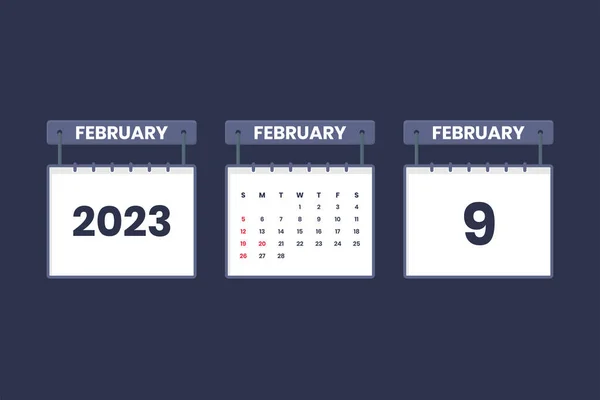 Februari 2023 Kalender Icoon Voor Schema Afspraak Belangrijke Datum Concept — Stockvector